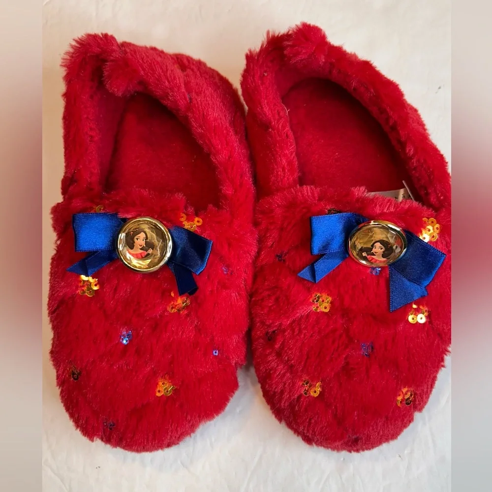 Disney Princess Elena of Avalor Red Slippers with Blue Accent Girls Size 2